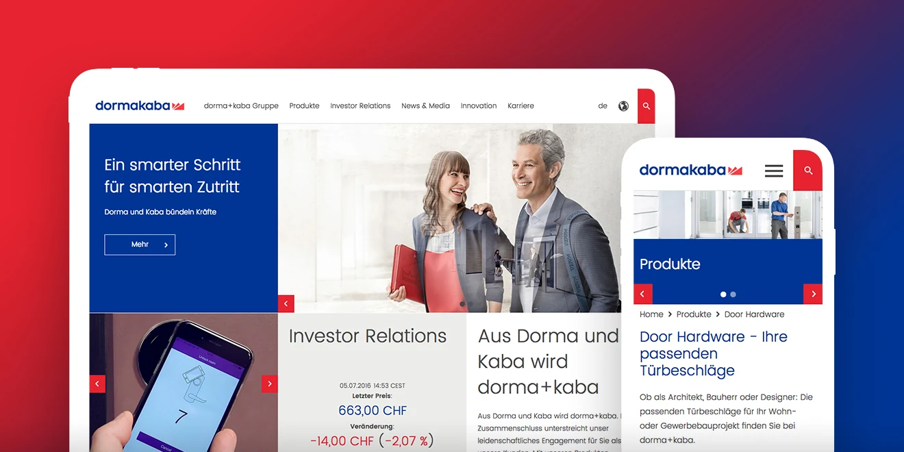 dormakaba Corporate Website auf Desktop und Smartphone