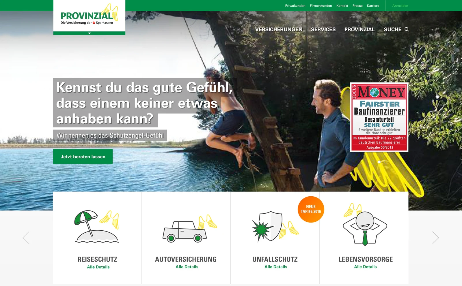 Provinzial Rheinland: Gestaltung von Website, Navigation und Produktzugängen